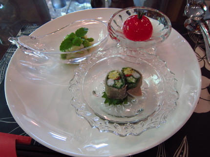 夏野菜の前菜三品 冷製の夏野菜...