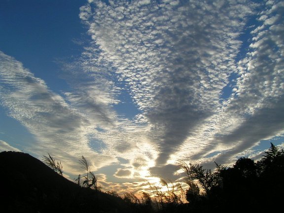 四万十の秋の夕焼け