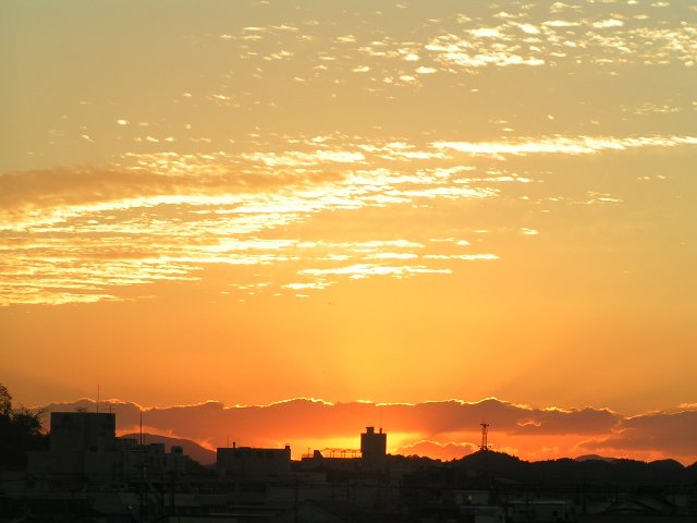 四万十の、後川から観る夕日