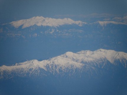 飛行機から見る、日本アルプス。