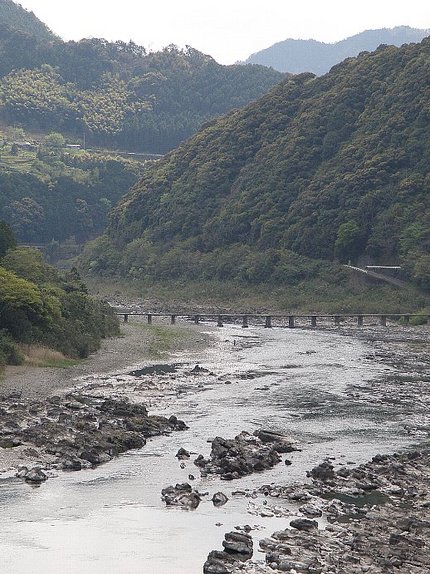 沈下橋が在る、四万十川の風景