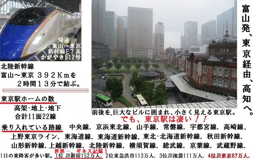 帰途、東京駅。 帰途は、富山...