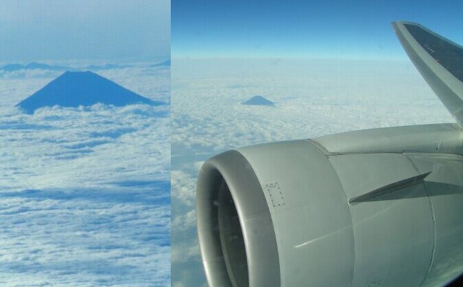 飛行機からの富士山
