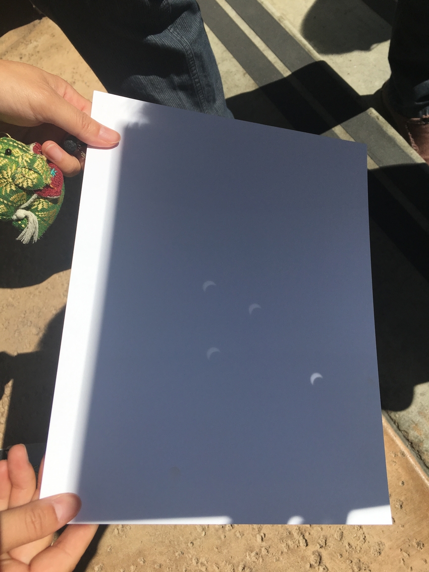 太陽の光が穴を通ると、欠けてる...