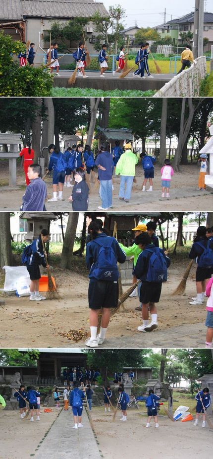西成中学校の清掃活動