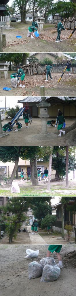 西成東部中学校の清掃活動