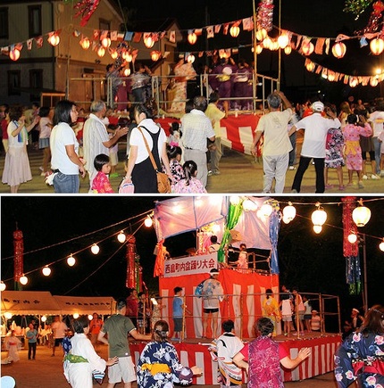 雨に見舞われた盆踊り