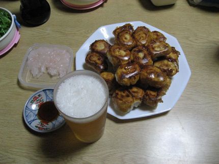 ギョーザにビール