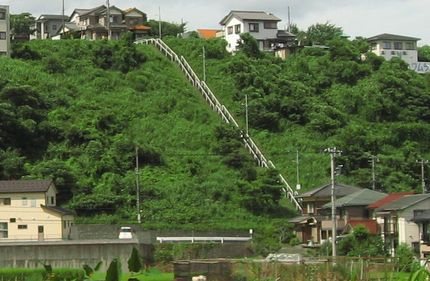 急勾配の長い階段