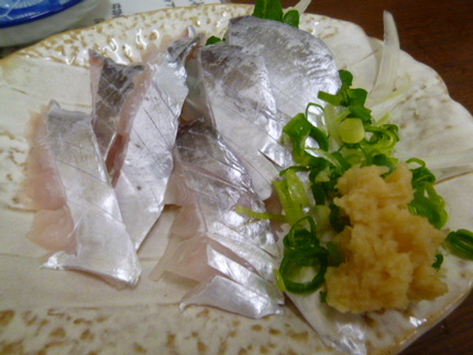 『太刀魚の銀皮造り・３８０円』...