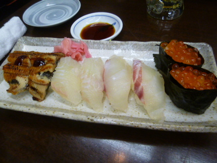 「焼き穴子、ヒラメ、鯛、いくら...