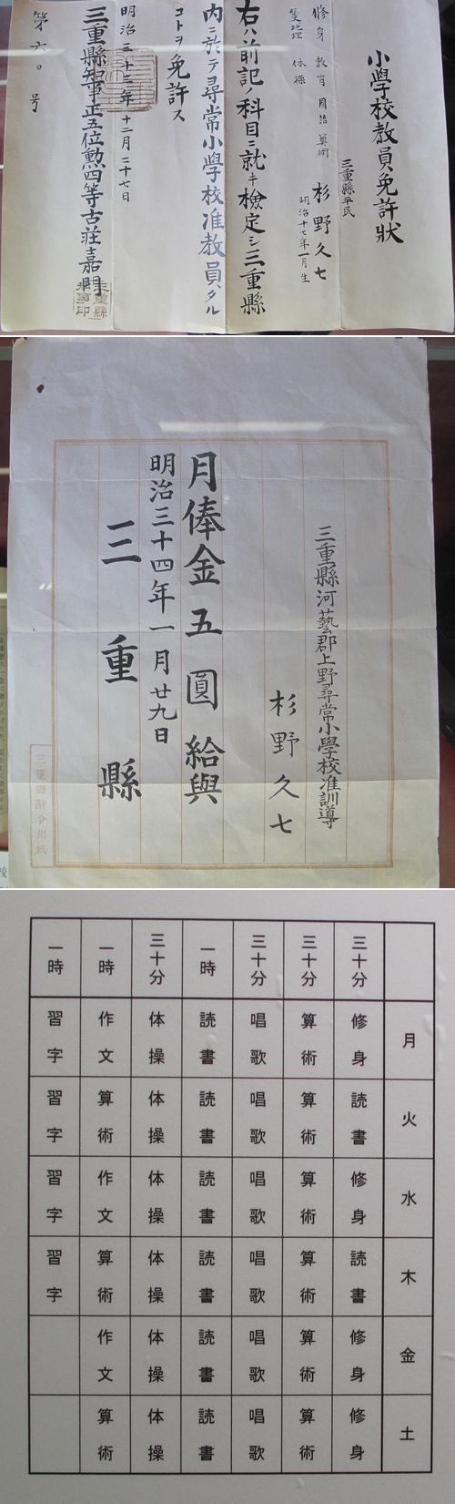 教員免許状と初任給と時間割（明...