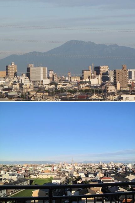 今朝の伊吹山方面