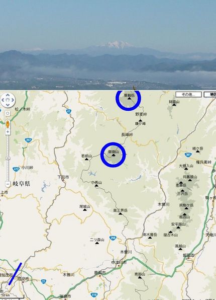 鳩吹山から御岳・乗鞍を望む
