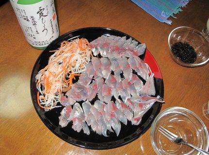 鯵のお造りと「霙（みぞれ）もよ...