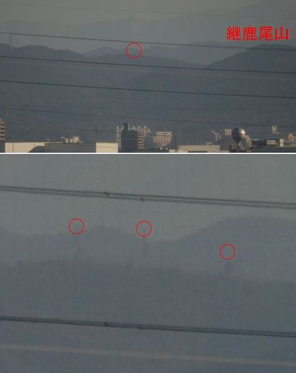 我が家から鳩吹山・継鹿尾山が見...