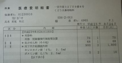 両下鼻甲介粘膜焼灼術を受けまし...
