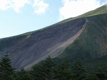 御嶽山の山体崩壊の跡