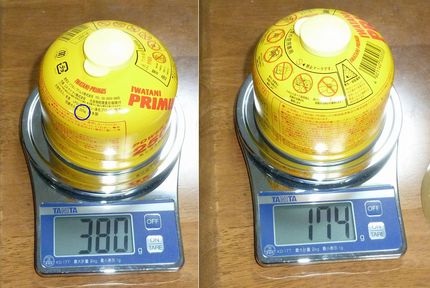 ガスの残量は重量を計測すればか...