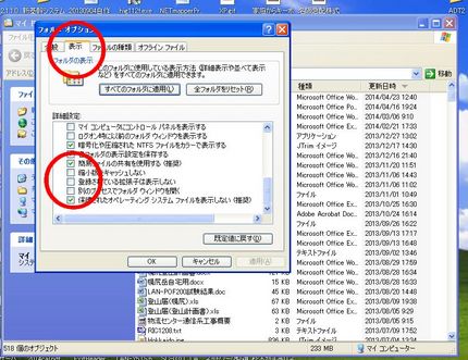 表示の設定で、拡張子の表示をし...