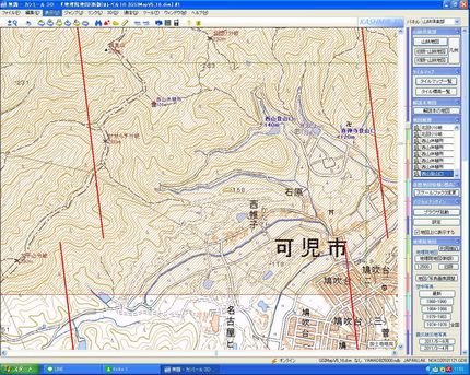範囲指定を行うと、赤色の網掛け...
