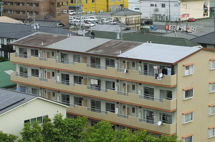 朝早くから屋根のメンテナンス