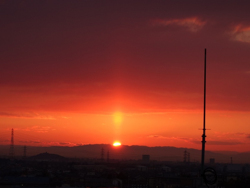 光の柱（滅多に見れません）