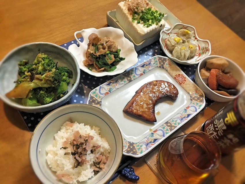 鰤の照り焼きと黒酢