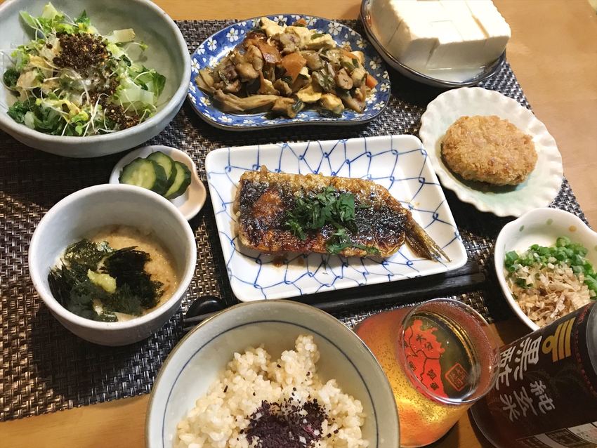 イワシの蒲焼と玄米定食