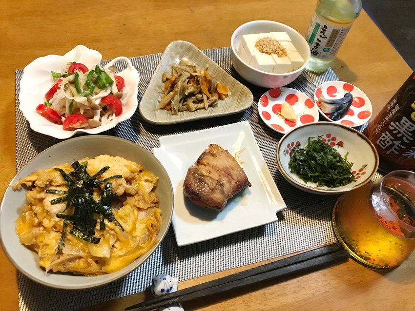 カジキマグロの照り焼きと親子丼
