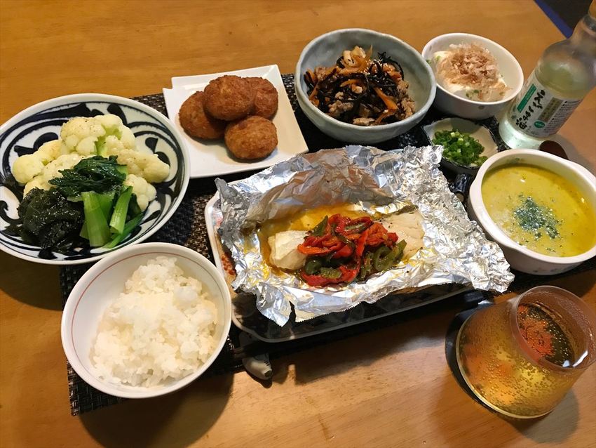 鱈のホイル焼き定食 #今日の献...