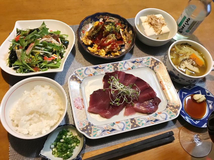 カツオの刺身定食 #今日の献立...