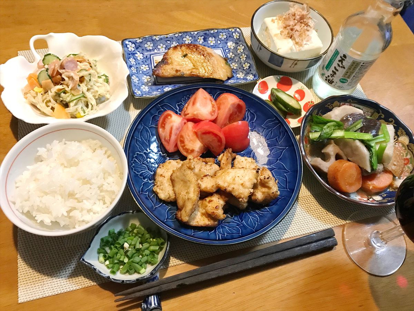 鶏のフライ定食 #今日の献立 ...