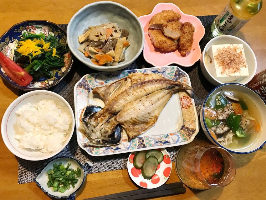 鯵の開き定食
