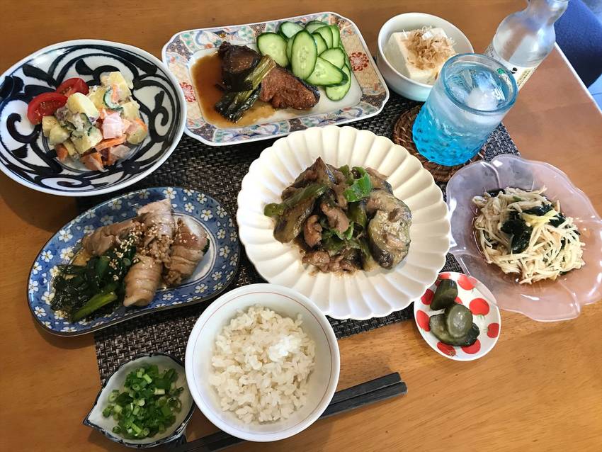 茄子と鶏もも肉の味噌マヨ炒め