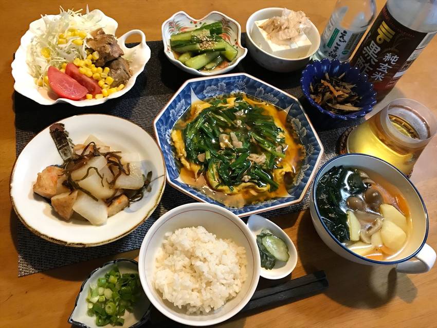 たっぷりニラのたまご餡かけ