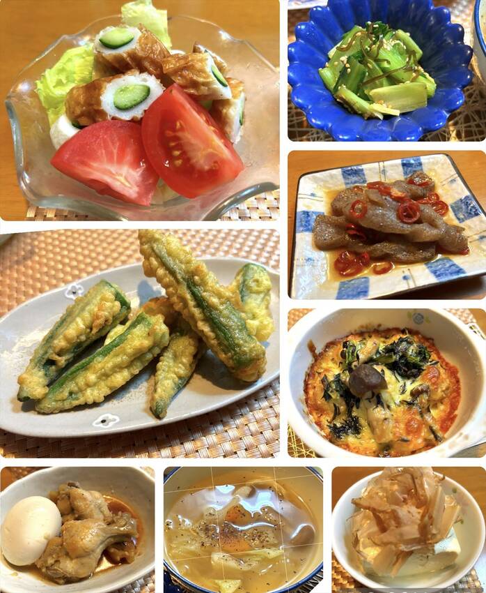竹輪サラダ 小松菜の塩昆布和え...