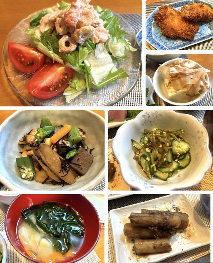 竹輪明太サラダ ヒレカツ 冷奴...