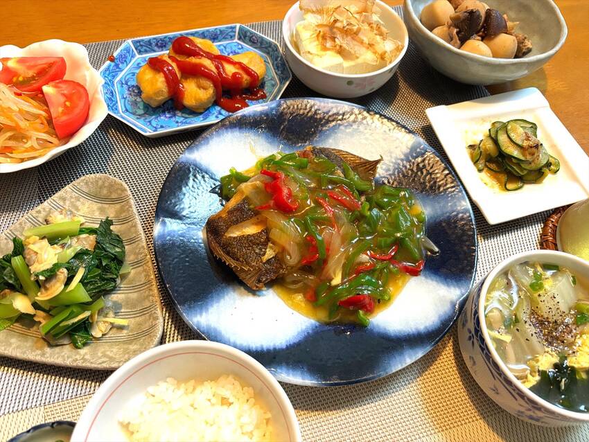 揚げカレイの餡かけ 【献立写真...