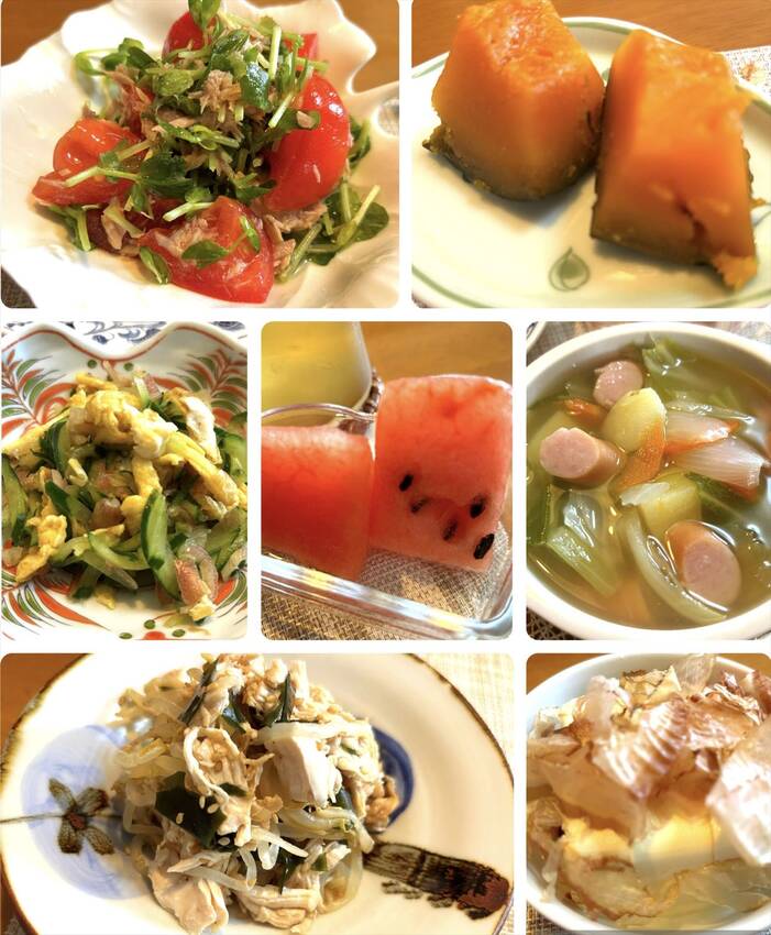 トマトとツナの豆苗サラダ 南瓜...