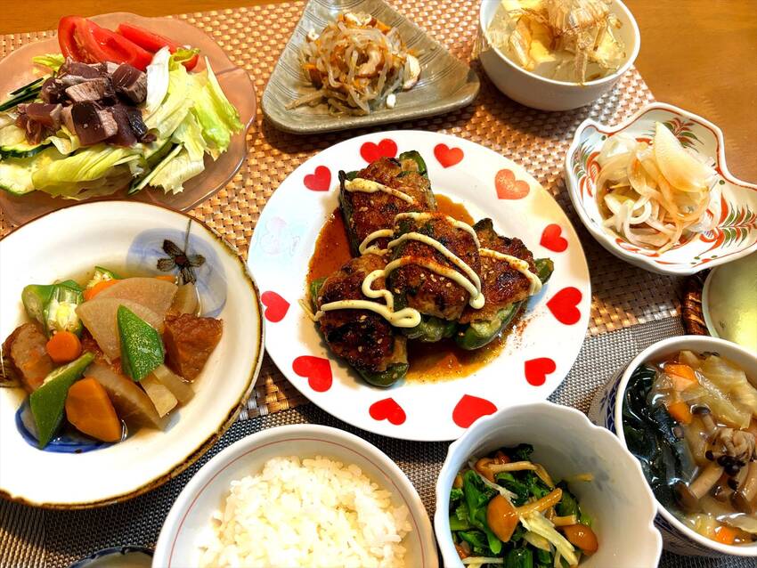 ピーマンの肉詰め。.。:+* ゚ ゜゚ +:。.。:+ ゚ ...