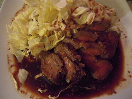 牛肉のたたきにキャベツ〜♪