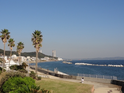 穏やかな昼下がりの海岸に