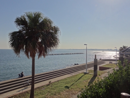 穏やかな昼下がりの海岸に