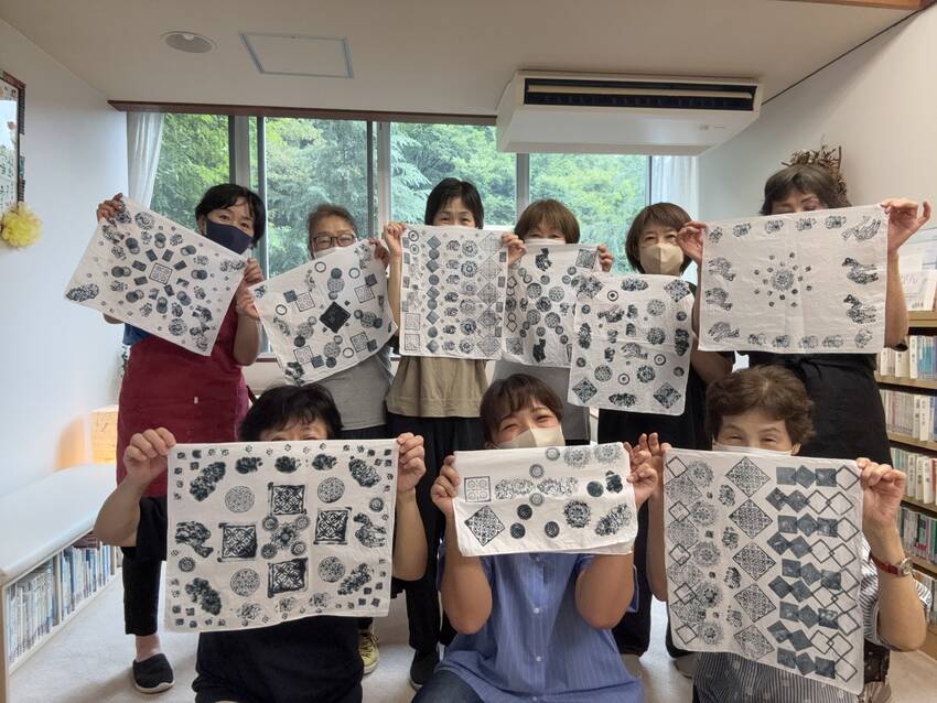 藍染スタンプに初挑戦...
