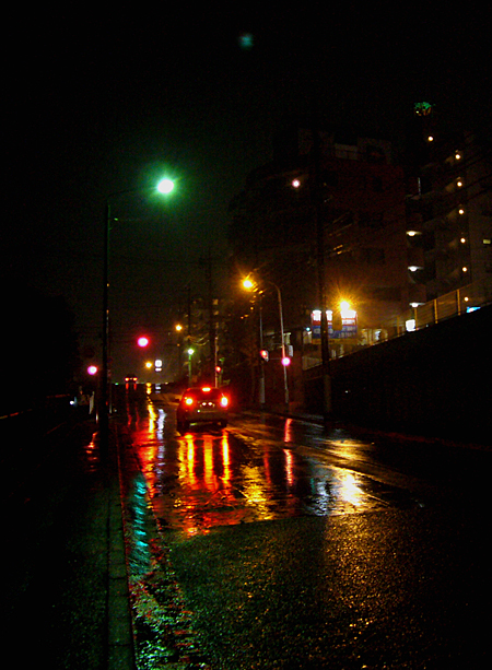 雨の夜の情景････。