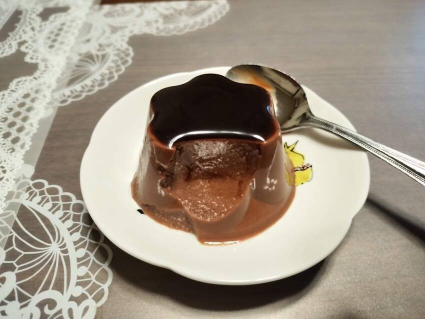 プリンの断面 豆腐が入っている...