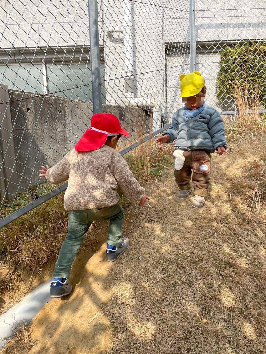 お庭に戻ってきてすぐに山登り⛰...