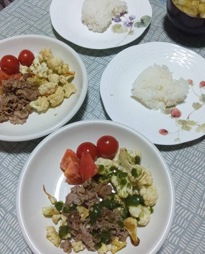 🌹ヘタクソ but LOVE　🍳牛肉とカリフラワーのバジル炒...