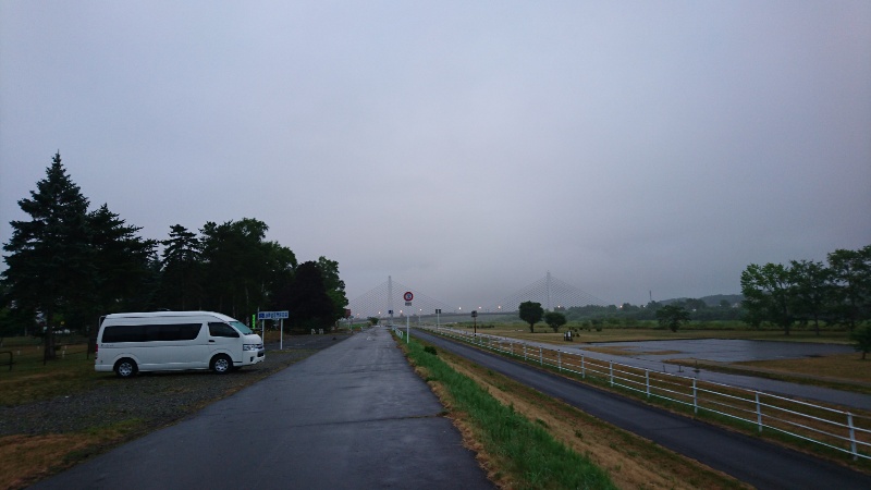 道路が濡れている、霧雨が降って...